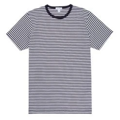 Sunspel Classic Crew Neck Striped T-Shirt White / Navy