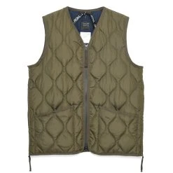 Taion Military Zip V Neck Vest D. Olive