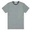 Sunspel Classic Crew Neck English Stripe T-Shirt Deep Green / White