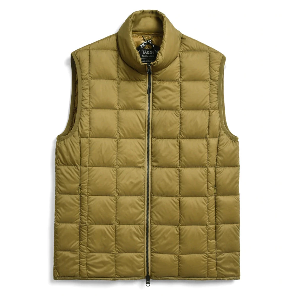 Taion Hi Neck W-Zip Down Vest Beige 3 Taion Hi Neck W-Zip Down Vest Beige