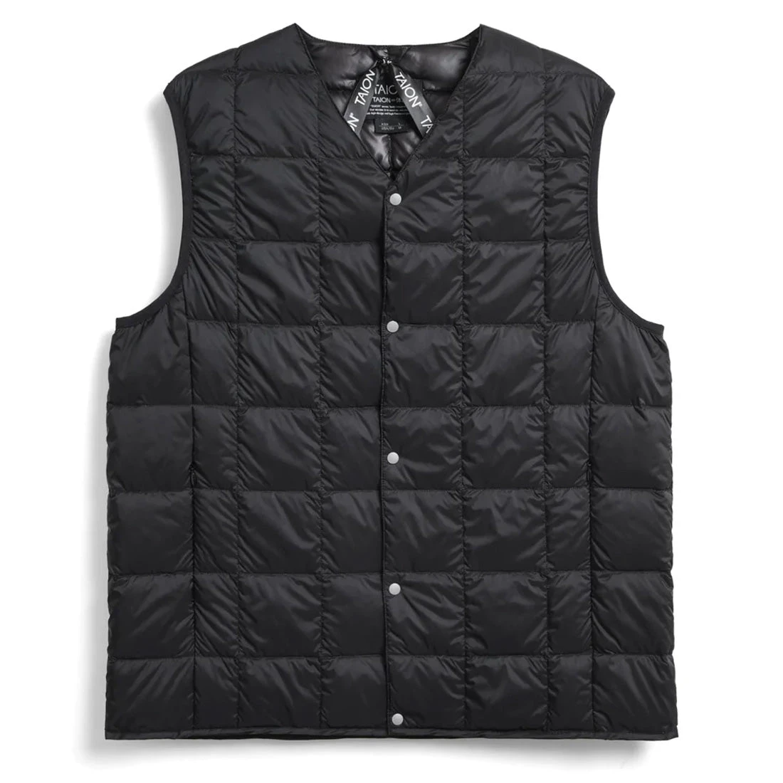 Taion V Neck Button Down Vest Black 3 Taion V Neck Button Down Vest Black