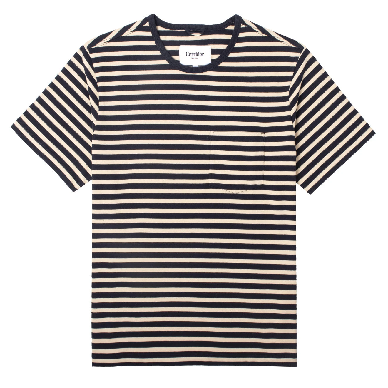Corridor Organic Striped T-Shirt Navy 3 Corridor Organic Striped T-Shirt Navy