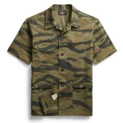 RRL By Ralph Lauren Camo Ripstop Short-Sleeve Overshirt Black / Olive