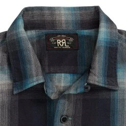 RRL By Ralph Lauren Plaid Jaspe Twill Camp Workshirt Black/Blue 9 RRL By Ralph Lauren Plaid Jaspe Twill Camp Workshirt Black/Blue -Hikerdelic Sales Store RRLbyRalphLaurenPlaidJaspeTwillCampWorkshirtBlackBlue30064 4