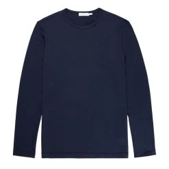 Sunspel Long Sleeve Crew Neck T-Shirt Navy