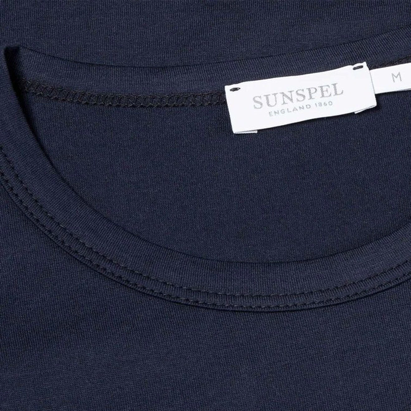 Sunspel Long Sleeve Crew Neck T-Shirt Navy 4 Sunspel Long Sleeve Crew Neck T-Shirt Navy - Image 2